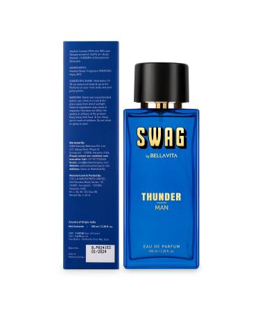 Bella Vita Luxury SWAG THUNDER Eau De Parfum Perfume for Man with Bergamot Sandalwood & Lily|Woody & Musky Premium Long Lasting Fragrance Scent 100ml - Buy Online on GoSupps.com