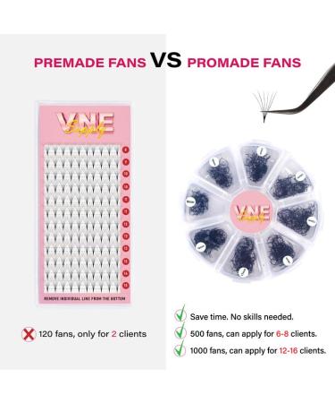 VNE Eyelashes 500 Fans Tray | Volume Lash Extensions | Mixed Length 6D CC Curl | Premade & Mega Lash Fans 9-16mm - Buy Online on GoSupps.com