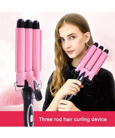 Portable 3 Barrel Ceramic Hair Curling Iron - Temperature Adjustable Wave Iron Wand for DIY Curly Hair Styling (22mm) - Buy Online on GoSupps.com
