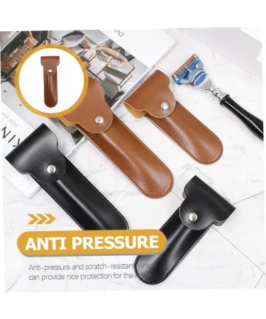 Fomiyes Razor Storage Case - Travel Bag for Razor & Shaving Accessories | PU Leather 16.5x4.2x1cm Brown - Buy Online on GoSupps.com