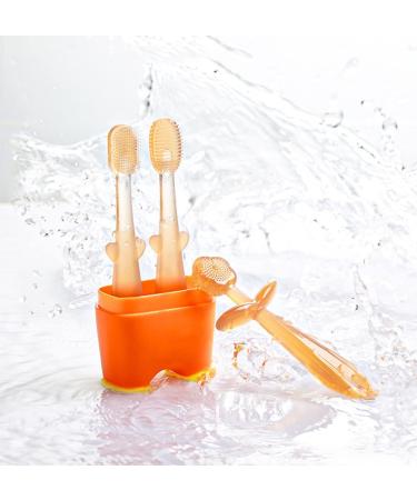 FokiiBO Baby Silicone Toothbrush Set - Teether, Tongue Brush, Finger Toothbrush + Cup | 0-18M Infant Toddler Toothbrush Kit (Blue) - Buy Online on GoSupps.com