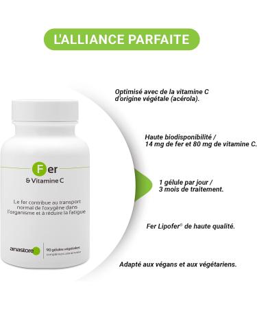 Iron and Vitamin C * 90 vegetable capsules * Energy + Immune system + Hemoglobin formation + Memory + Bioavailability - Buy Online on GoSupps.com