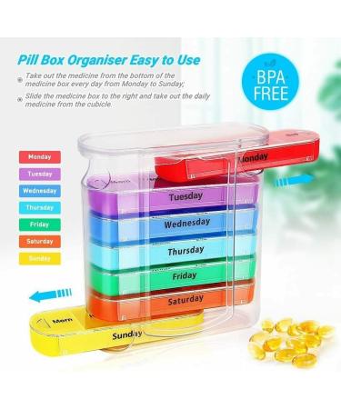 7-Day Pill Case - Weekly Medicine Planner & Vitamin Organizer | Portable Travel Pill Organizer with Large Compartments & Clear Lids - Buy Online on GoSupps.com
