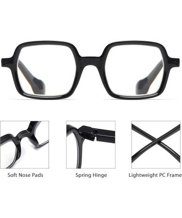 JM 4 Pack Square Reading Glasses - Blue Light Blocking Computer Readers for Men & Women - Mixed Colors Spring Hinge 1.25x - Buy Online on GoSupps.com