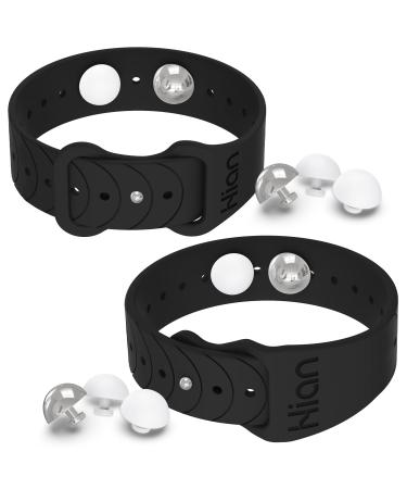 Motion Sickness Bands/Adjustable Acupressure Wristbands/Relief Waterproof Band For Nausea Morning Sickness Motion Sickness Sea Flying Travel(1Pair Black)