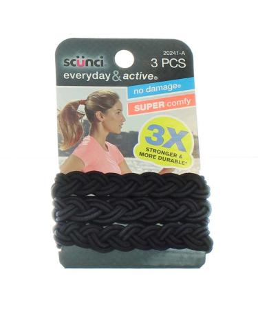 Scunci 3-Strand Braided Elastics - No Damage, Super Comfy, 3X Stronger - Assorted Colors (3-PCS) - Buy Online on GoSupps.com