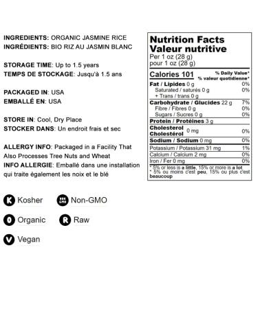 Organic White Jasmine Rice 5 lbs - Non-GMO Long-Grain Variety | Raw, Vegan, Kosher | Fluffy Texture, High Protein | Perfect for Stir-Fries & Thai Curries - Bulk Pack of 1 - Buy Online on GoSupps.com
