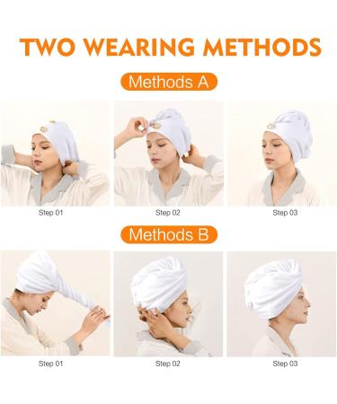 Kinhwa Microfiber Hair Turban Towels - Quick-Dry Super Absorbent Soft for All Hair Types - 3 Pieces 25cm x 65cm White - Buy Online on GoSupps.com