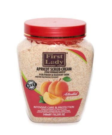 First lady Activated Apricot Scrub Cream 540 ml-for fresh and radiant skin-face & body + first lady herbal hair oil 30 ml