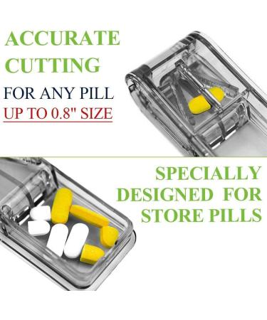 2PCS Pill Cutter for Small or Large Pills - Best Multiple Pill Splitter with Pill Box Design - Made in USA (Gray) - Buy Online on GoSupps.com