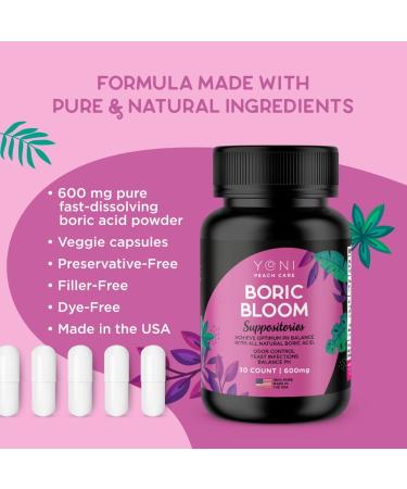 Boric Acid Suppositories - Vaginal pH Balance & BV Yeast Infection Support - 30 Count, Made in USA - Buy Online on GoSupps.com