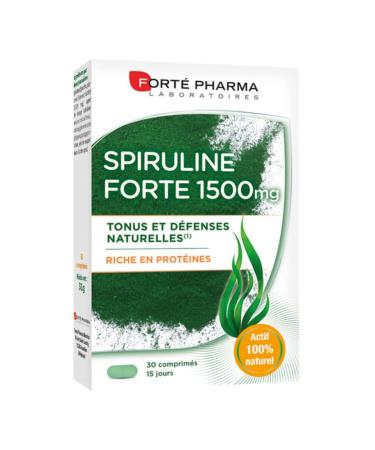 Forté Pharma - Spirulina Forte 1500 - Dietary supplement with natural tone and defenses - Promotes body's resistance - Algae rich in protein - 30 tablets, 2/day