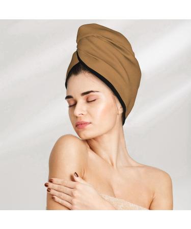 Buy Soft Brown Dry Hair Cap for Women - Super Absorbent Elastic Wrap for Long Thick Hair - Quick Dry Solution - Buy Online on GoSupps.com