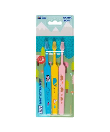 Tepe Mini toothbrush extra soft sorted in color 3 pieces children's toothbrush extra soft bristles for gentle cleaning from the first tooth to 3 years 3 pieces (1 Pack) - Buy Online on GoSupps.com