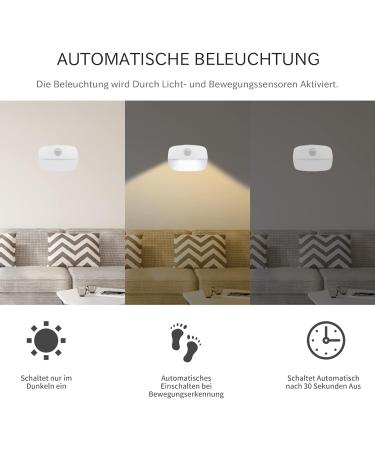 LED Night Light with Motion Detector - 8 Pack Small Lights for Kids Stair Hallway Bathroom & Bedroom - Battery Operated Sensor Lighting in Yellow & White - Buy Online on GoSupps.com