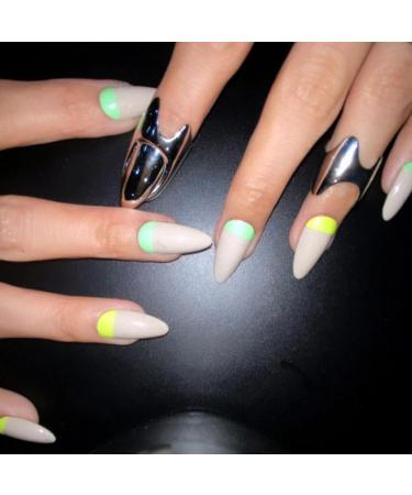 W-LOVNEST Metal Open Nail Rings Elegant Fingertips Statement Jewelry Gift Metal Nail Art Rings Alloy Material Gift for Women Girls - Buy Online on GoSupps.com