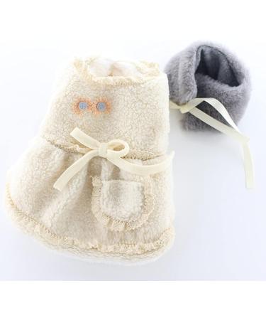 Small dogs Dog Dress Flower Print Dress-up Soft Texture Pet Dogs Princess Dress Scarf Set for Outdoor - Beige S - Buy Online on GoSupps.com