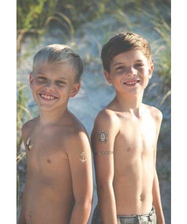 Fun Metallic Temporary Tattoos for Boys and Girls | 77 Tattoos on 4 Sheets | Black, Silver, Red & Gold | Bears, Wolves, Turtles, Lizards and More | Twink Designs - Buy Online on GoSupps.com