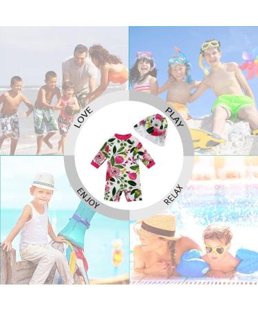 UPF 50+ Rose Flower Baby Girls Swimsuit with Snap Bottom for Sun Protection | 3-6 Months - Buy Online on GoSupps.com