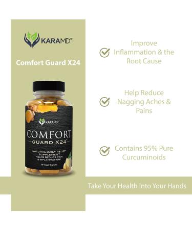 KaraMD Comfort Guard X24 - Natural Anti-Inflammatory Joint Support Supplement with Turmeric, Boswellia & Ginger - 90 Vegetable Capsules - Buy Online on GoSupps.com