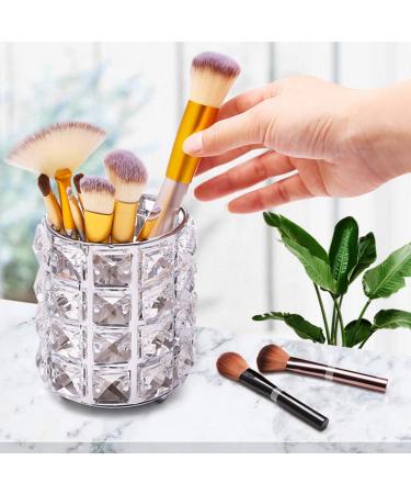 Tasybox Crystal Makeup Brush Holder Organizer - Handcrafted Silver Cosmetics Brushes Cup Storage Solution - Buy Online on GoSupps.com
