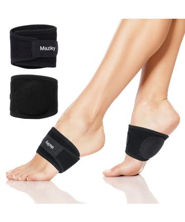 Maziky Arch Supports for Women Plantar Fasciitis Relief with Thicken Pads  Adjustable Orthotic Compression Sleeve Men Flat Feet Foot Arch Support Wraps Brace(1 Pair Black - One Size Fits All)