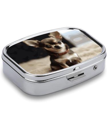 Cute Chihuahua Pill Box | Portable 2 Compartment Medicine Organizer | Travel-Friendly Vitamin Holder for Purse & Pocket - Buy Online on GoSupps.com