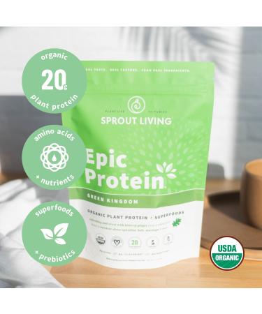 Sprout Living Epic Protein - Organic Plant Protein + Superfoods Green Kingdom 1 lb - Buy Online on GoSupps.com