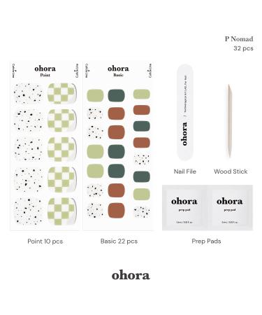 ohora Semi Cured Gel Pedi Strips (P Nomad) - Salon-Quality Long Lasting Pedicure Solution with Easy Application - Includes Prep Pads, Pedi File & Wooden Stick - Checkered Pattern - Buy Online on GoSupps.com
