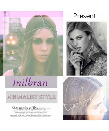 Inilbran Boho Layered Head Chain Gold Cuban Chain Headpieces Headband Punk Chunk Link Chain Heairchain Vintage Hair Prom Costume Festival Hair Accessories Jewelry for Women and Girls - Buy Online on GoSupps.com