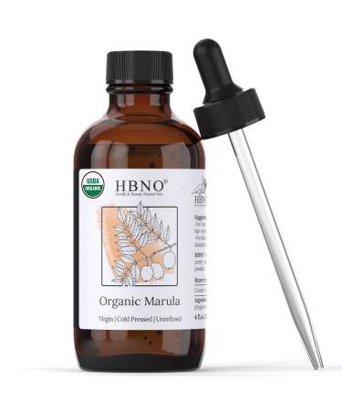 HBNO Organic Marula Oil 4oz (120ml) - 100% Pure & USDA Certified Organic Marula Oil for Face  Cruelty-Free - Natural Marula Oil for Hair  Body  Lips  Nails  Shampoo & Conditioner