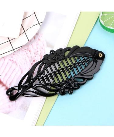 IOOOFU Simple Dark Banana Clip Fish Shape Flower Pattern Ponytail Holder DIY Hair Clip - Buy Online on GoSupps.com