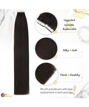 Buy Moresoo Tape In Extensions Real Hair - Dark Brown Seamless 55cm - 10 Pieces/25g (Invisible #2) - Buy Online on GoSupps.com