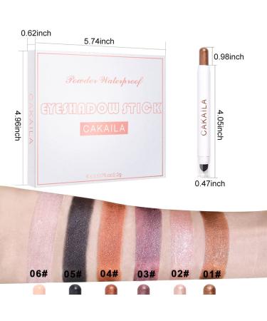 6Pcs Waterproof 2 Tone Eye Shadow Stick Makeup Set - Cream Eye Shadow Pencil Eyeliner Crayon Set in White, Brown, Gold, Pink, Purple, Black - Eye Brightener Stick Highlighter - Pack of 1 - Set02 - Buy Online on GoSupps.com