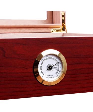 Desktop Cigar Humidor Case Glasstop Cigar Storage Box Cherry Finish with Hygrometer and Humidifier Holds 50 Cigars - Buy Online on GoSupps.com