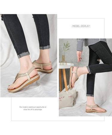 Women's Rhinestone Flower Sandals - Flat Strappy Beach Flip-Flops for Summer | Boho Casual Ankle Strap Footwear Non-Slip & Outdoor Hiking Shoes - Size 35 EU - Buy Online on GoSupps.com