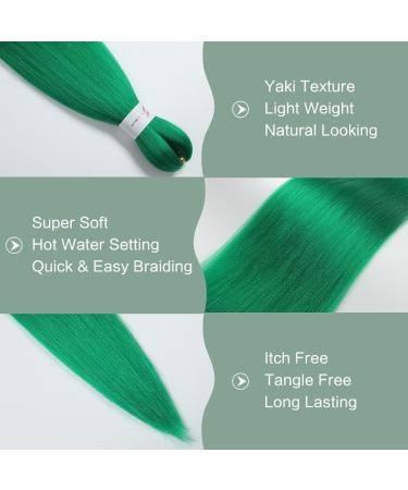 YDDM Pre Stretched Braiding Hair Extensions - 32 Inch Jumbo Green Braids (6 Packs) - Kunsthaar Art Hair for Braids - Buy Online on GoSupps.com