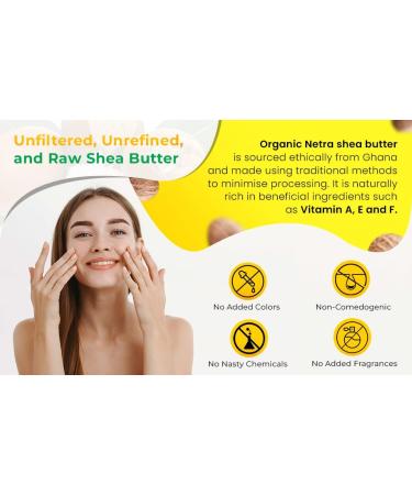 Organic Netra 100% Pure Organic Shea Butter for Skin Body & Lips Moisturizes Dry Skin Nourishes Chapped Skin Diminishes Wrinkles and Lines Firms Stretch Marks 150gm - Buy Online on GoSupps.com