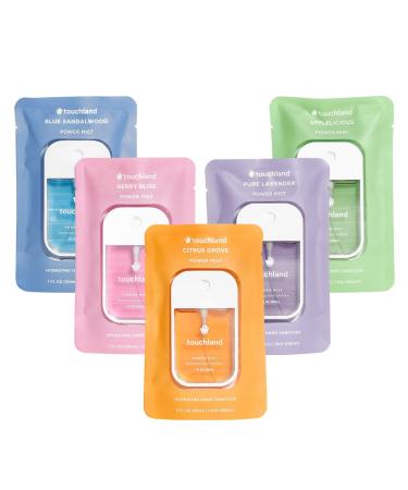 Touchland Power Mist Hydrating Hand Sanitizer TOP 5-PACK | Applelicious, Sandalwood, Lavender, Berry, Citrus | 500-Sprays each, 1 FL OZ (Set of 5)