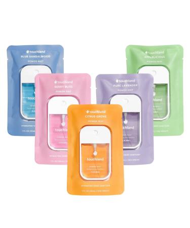 Touchland Power Mist Hydrating Hand Sanitizer TOP 5-PACK | Applelicious, Sandalwood, Lavender, Berry, Citrus | 500-Sprays each, 1 FL OZ (Set of 5)