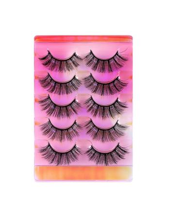5 Pairs Natural False Eye Lashes 3D Multi-Layer Fake Eyelashes Extension Dense and Fluffy False Eyelash Cluster Naturally Curled False Eyelashes for Women Eye Makeup Type 8