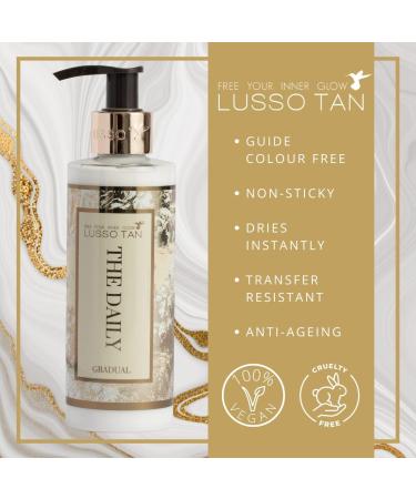 Daily Gradual Tanner 500ml Lusso Tan - Easily Absorbed Fake Tan for Face and Body. Streak-Free and Guide-Colour-Free Self Tan Skin Care Moisturiser Lotion. Organic Vegan and Cruelty-Free False Tan. Daily 500ml - Buy Online on GoSupps.com