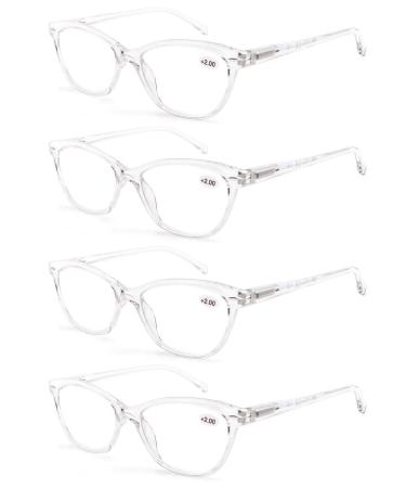HEEYYOK Reading Glasses Women +1.50 Cat Eye Pattern Colorful Funky Lightweigth Frame Comfortable Fit 4 Pack