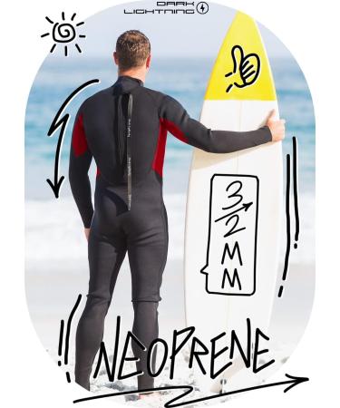 Dark Lightning 3/2mm Wetsuit for Men and Women - Cold Water Diving Surfing Snorkeling Kayaking - Black-XX-Large - Buy Online on GoSupps.com