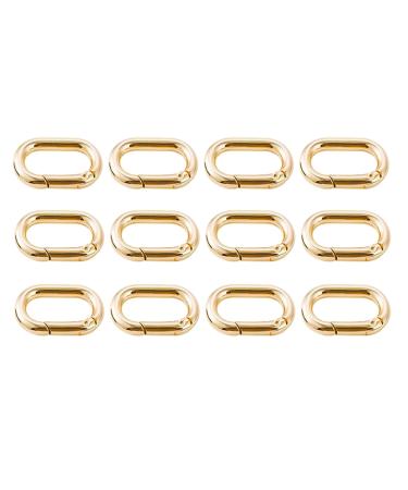 Bobeey 4pcs Carabiner Metal Spring Key Ring,Spring Snap Hooks Clip,Spring Keyring Buckle,Oval Ring for Bags,Purses BBC39 Light Gold 12 pieces
