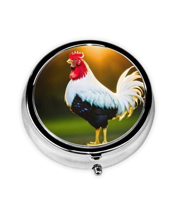 Shine Rooster Round Pill Box Lightweight Moisture-Proof Portable for Emergency Medication & Fish Oil Shine Rooster One Size