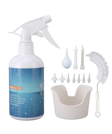 Ear Wax Removal Kit Ear Cleaning Kit with Spray Bottle Cleanse Basin Cleansing Brush Soft Rinse Head Hard Rinse Head Blowing Wash Ear Ball Nozzle