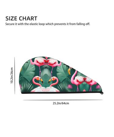 Palm Leaf & Flamingos Coral Velvet Dry Hair Cap - Perfect for Home Travel & Pool Parties - International Shipping - Buy Online on GoSupps.com