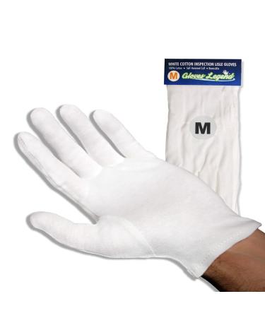 Gloves Legend 100% Cotton White Moisturizing Jewelry Coin Silver Inspection Gloves For Men And Women Medium - 03 Pairs