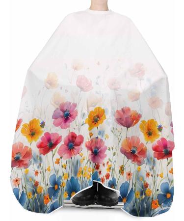 Colorful Floral Barber Cape for All Ages - Adjustable Hair Cutting Cape for Women Men & Kids - 55x63 Inch Botanical Design - Buy Online on GoSupps.com